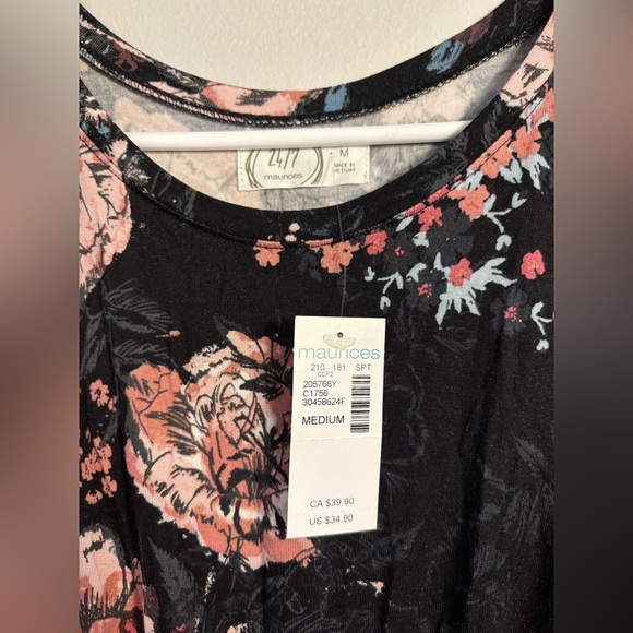 Maurices Black and Pink Floral Maxi Dress - Picture 3 of 7